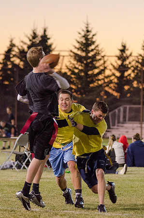 BYU-Idaho students play flag football with the rec sports program on BYU-Idaho campus