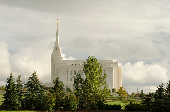 Rexburg Temple after rain