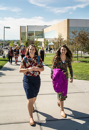 Students leaving the BYUI-Center after the first devotional of the Fall 2016 semester.