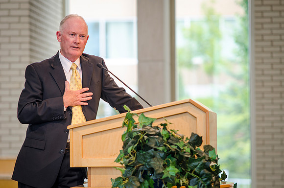 Students were given an opportunity to ask President Kim B. Clark questions during an open forum.
