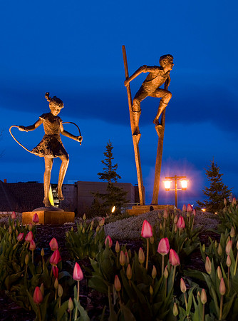 "Statues of kids playing" place in round about on 2nd West and 4th South in Rexburg
