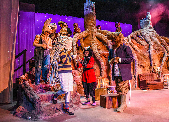 The theatre department's dress rehearsal of the Wind in the Willows in the Snow Drama Theatre.