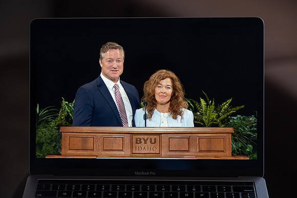 Elder Jeremy R. and Sister Amy Stewart Jaggi give a devotional at BYUI in the Spring 2021 Semester.