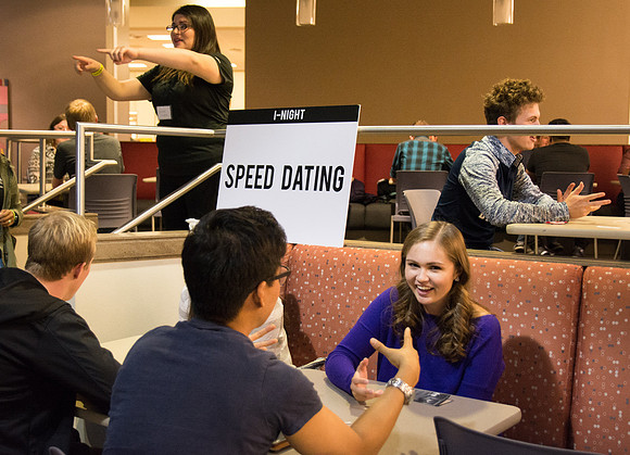 Students have fun at i-night activities before the start of the new semester.