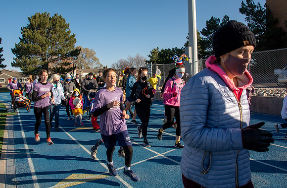 BYU-Idaho employees and their families enjoy a beautiful fall day at the stadium track.