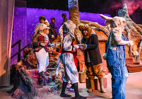 The theatre department's dress rehearsal of the Wind in the Willows in the Snow Drama Theatre.
