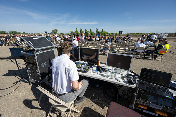 Teton River Temple Groundbreaking ceremony on a beautiful clear morning in North Rexburg, Idaho.