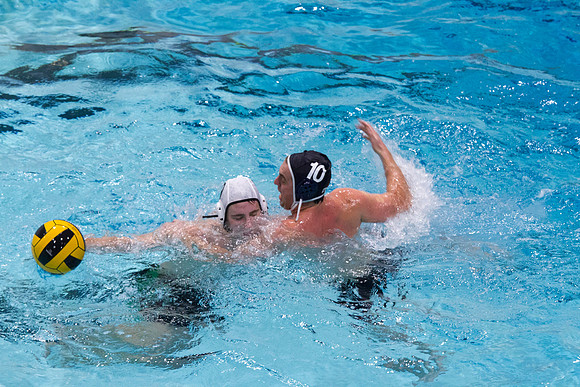 BYU-I students participate in the Competitive Men's Waterpolo league in the Hart Swimming Pool.