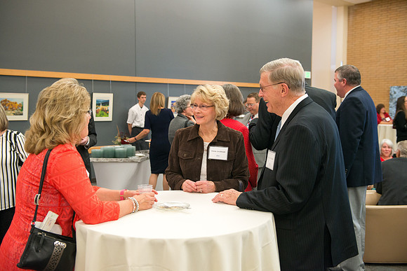 President Henry J Eyring hosts members of the President's Club who gather for a reception and banquet in the BYU-Idaho Marriott Center.