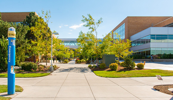 The David O McKay Library and the Manwaring Center are connected by a skybridge.