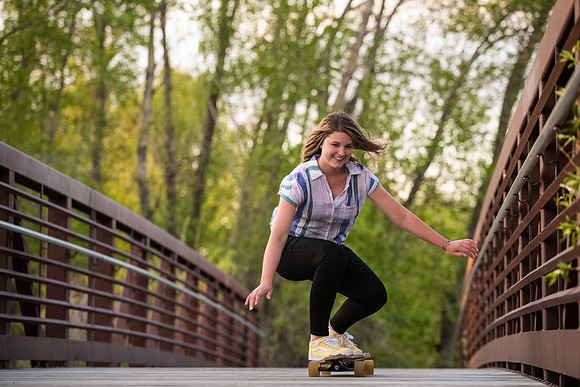 As a student Kenadee enjoys finding time for herself by going out and longboarding. Shots were taken at Riverside Park, Rexburg, Idaho.