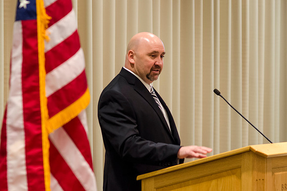 Todd Smith receiving an award on behalf of BYU-Idaho from the Office of the Secretary of Defense for the support BYU-Idaho has given to Peter Stilling while he has been serving in the Guard. Awarded b