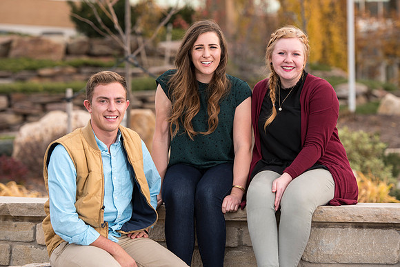 Information Technology students pose on campus for the department webpage.