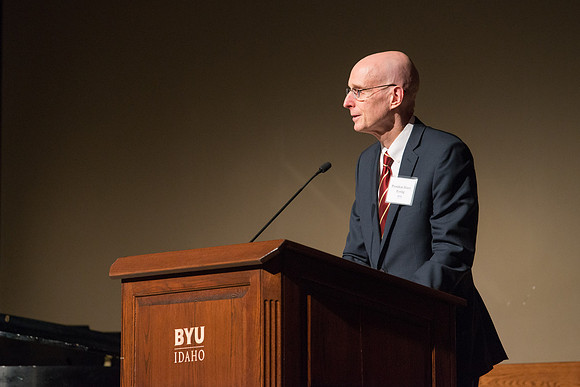 President Henry J Eyring hosts members of the President's Club who gather for a reception and banquet in the BYU-Idaho Marriott Center.