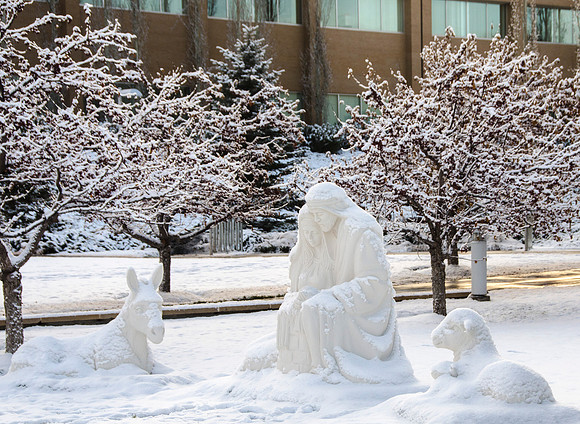 A nativity in front of the John Taylor Building celebrates the birth of Our Lord and Savior, Jesus Christ.