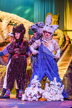 The theatre department's dress rehearsal of the Wind in the Willows in the Snow Drama Theatre.