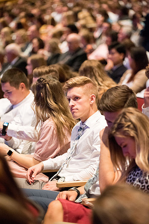 Students gathering before the devotional.