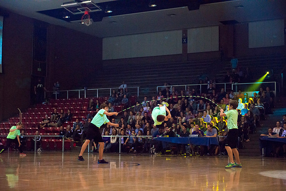 Brigham Young University-Idaho students, faculty and guests participate in the annual slam dunk competition held in the Hart Gym. Events included are the three-point shoot-out, a Spirit team performan