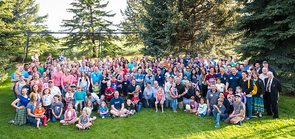 Pathway Worldwide employees and their families gather for a social in Rexburg. 2017