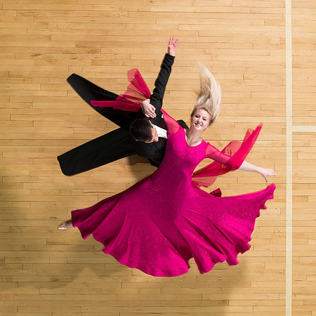 Marketing photos shot from the catwalk in the Hart Gym for their upcoming tour.