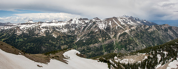 Jackson Hole Ski area. Souting out Rock Spring Buttress for video shoot. Views from the top of the Ski Resort via the Aerial Tram