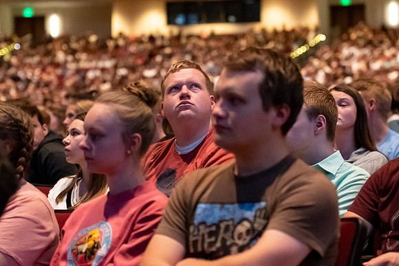 Students during devotional.