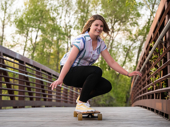 As a student Kenadee enjoys finding time for herself by going out and longboarding. Shots were taken at Riverside Park, Rexburg, Idaho.
