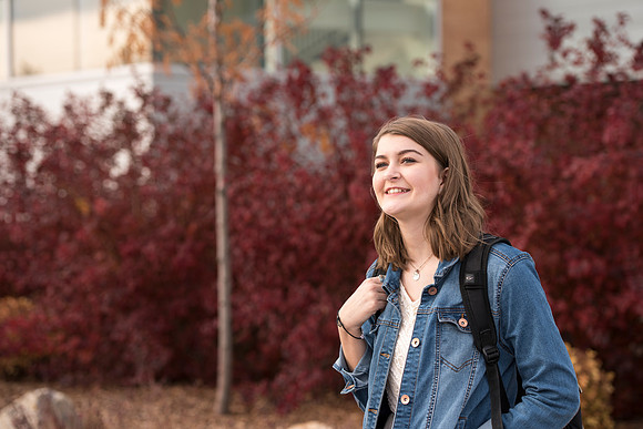 Information Technology students pose on campus for the department webpage.