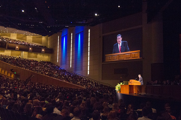 Elder Holland speaks in the BYU-Idaho iCenter about living after the manner of happiness during Tuesday's Devotional.