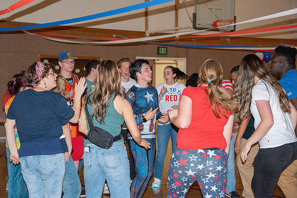 A Fourth of July party at the Hinckley Gym.