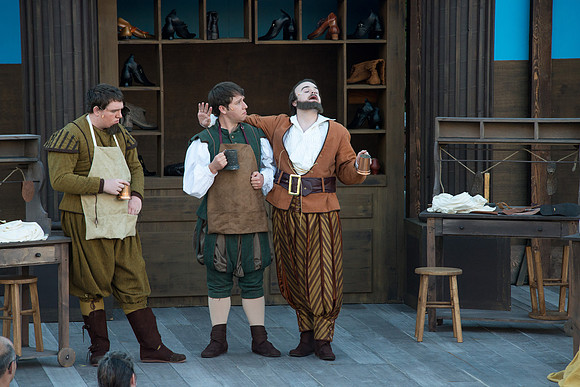 Brigham Young University-Idaho's production of The Shomaker's Holiday performed out in the amphitheatre in front of the McKay Library.