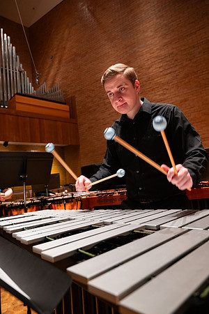 BYUI Percussion rehearsing before a a concert.