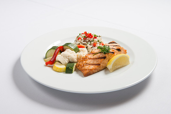 Salmon dinner plate.