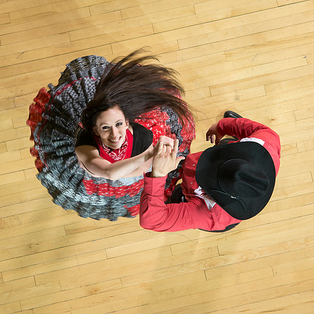 Marketing photos shot from the catwalk in the Hart Gym for their upcoming tour.