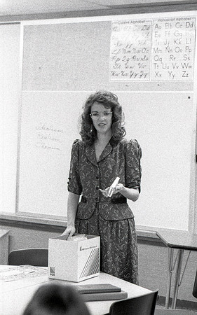 Rhonda Seamons, Elementary Education professor, teaches her students in the classroom. December 1995.