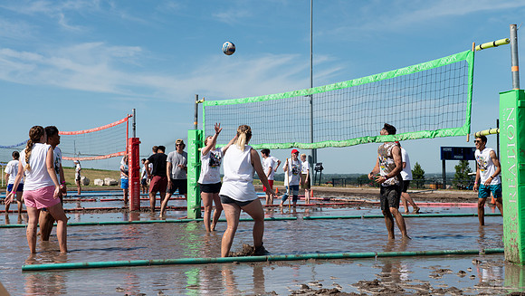 Rec-Fest Sring 2022, includes Mud Volleyball, Color Run, Ropes Course, Food, Climbing Wall and Games.