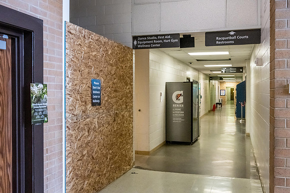 Remodeling and upgrading in and around the Hart Building.