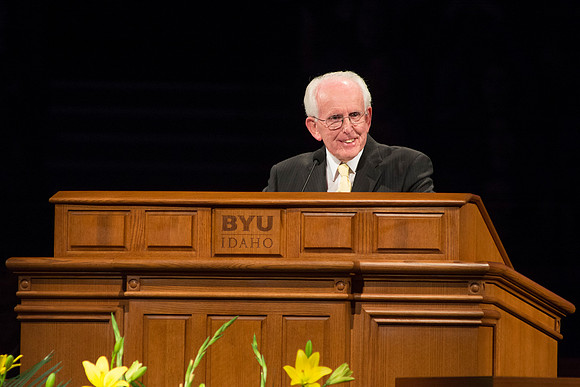 Temple President, Philip C. Wightman, speaks at Devotional