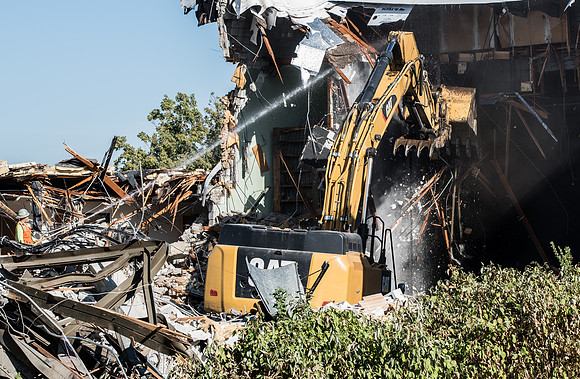 Big D Construction demolishing the Kirkham building during Summer break.
