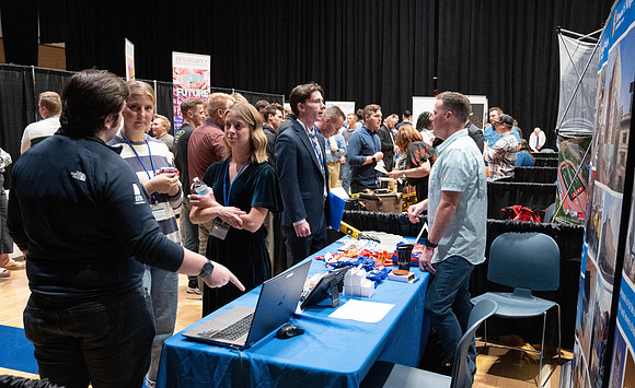 Design & Construction Management Majors get the opportunity to meet with personnel from a variety of construction companies at a Career Fair.
