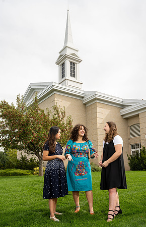 Wellness Center banner photoshoot in front of 7th South Stake Center.