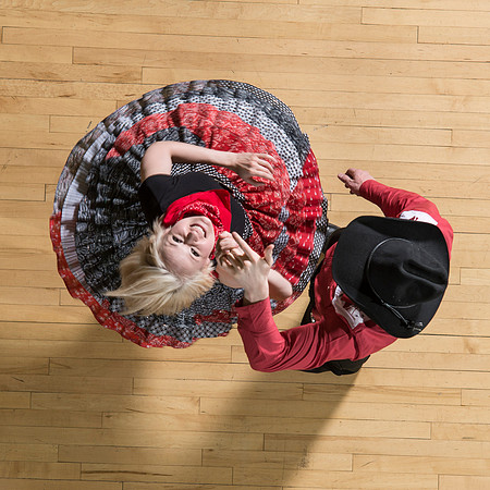Marketing photos shot from the catwalk in the Hart Gym for their upcoming tour.