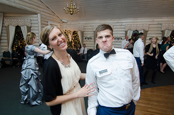 Cdts from BYU-I gather at The Loft, just south of Rigby, to enjoy a night of dinner and dancing at the Army ROTC Military Ball.