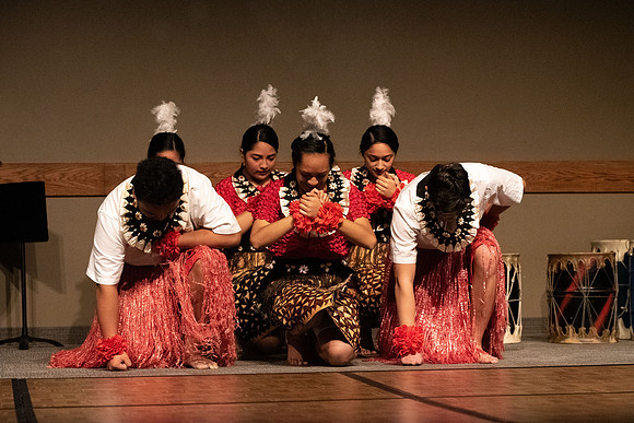 Ailine’s Touch of Polynesia performs at a dinner for new students and their parents.
