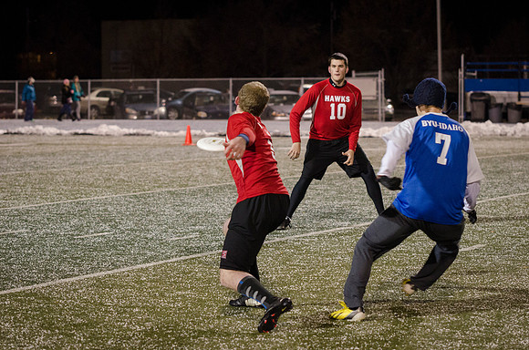 BYU-Idaho students participate in the ultimate frisbee championship game held at the stadium