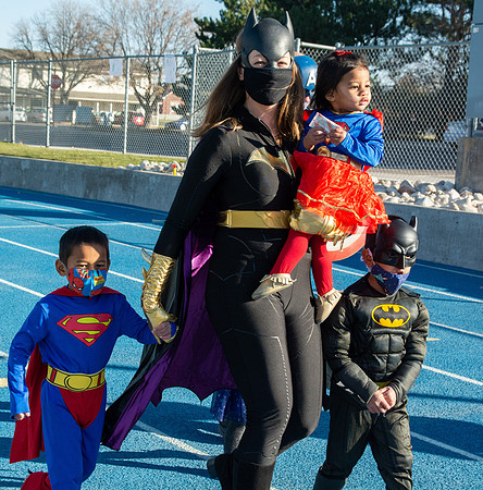 BYU-Idaho employees and their families enjoy a beautiful fall day at the stadium track.