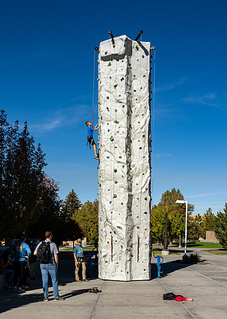 Climbing wall for visiting Campus Day students.