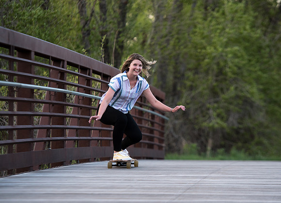 As a student Kenadee enjoys finding time for herself by going out and longboarding. Shots were taken at Riverside Park, Rexburg, Idaho.