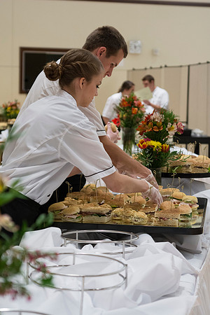 Students neatly arrange sandwiches for lunch at PAC during the 2014 Spring Semester.