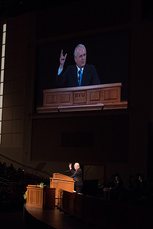 Elder Gerard addressed students on the importance of recognizing deception.